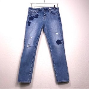 GAP 1969 Floral Patched Girlfriend Cropped Jeans